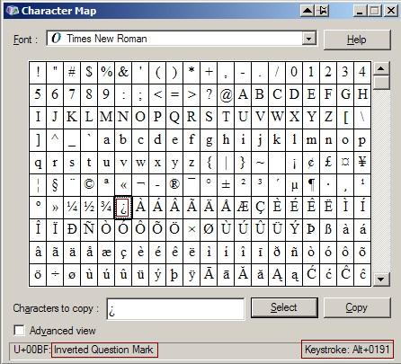 Alt Key Chart